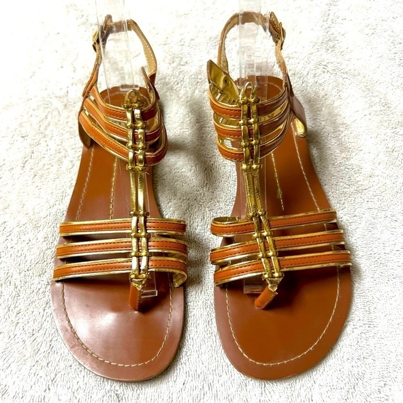 DV By Dolce Vita Dustin Flat Brown gladiator Slingback Sandal Size 7M womens - Picture 1 of 10
